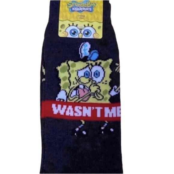 SpongeBOB Squarepants ‘Wasn't Me’ Crew Socks - Picture 1 of 1